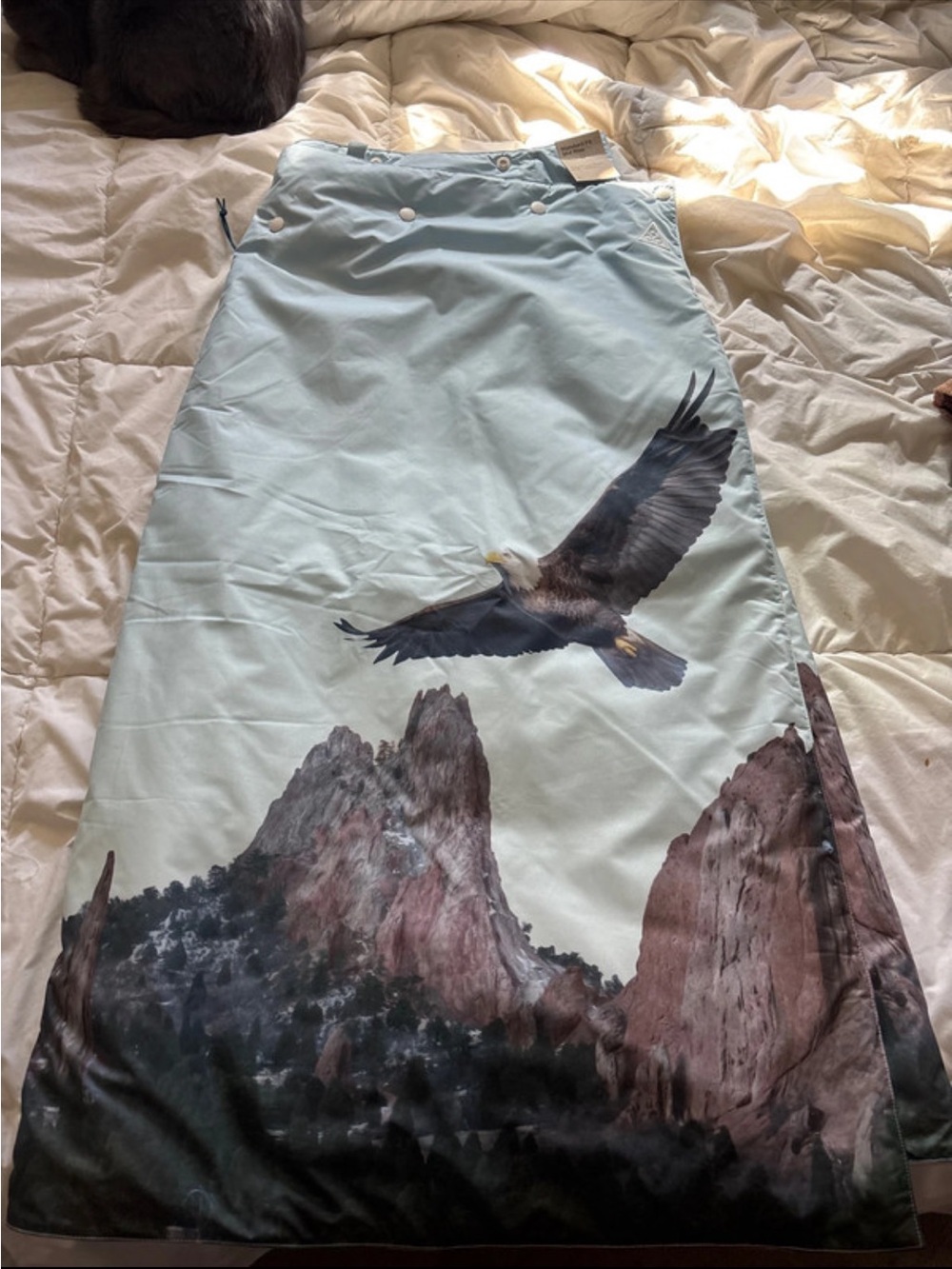 Nike Light Blue Eagle & Mountain Print Maxi Skirt